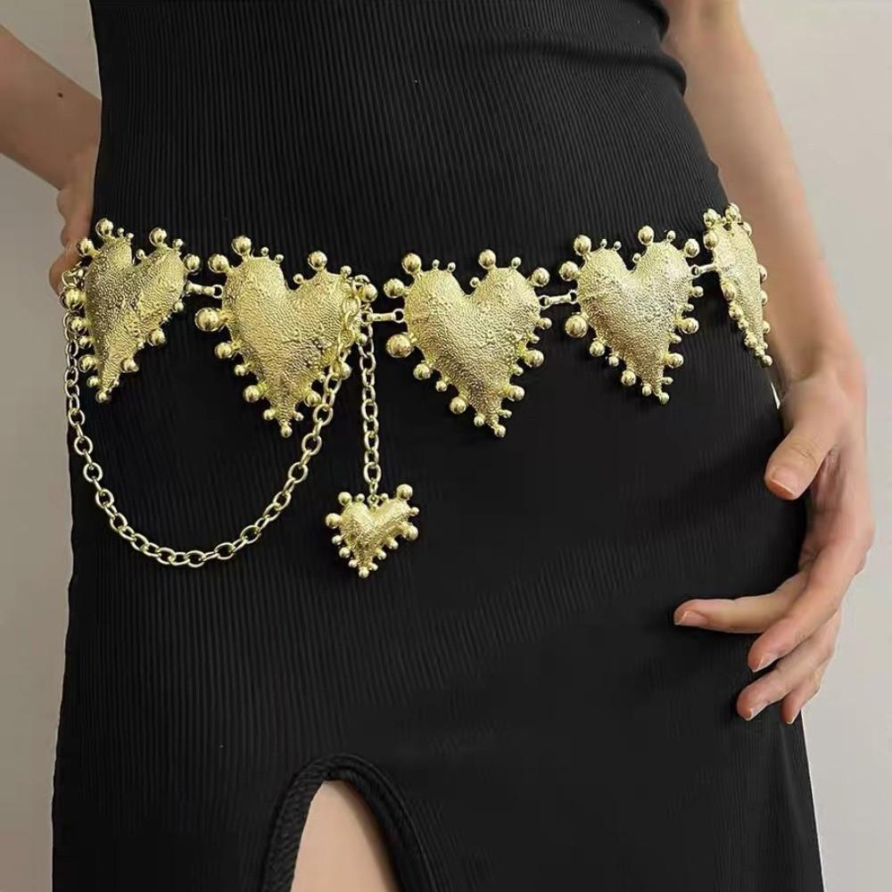 Jeans Decor Zinc Zinc Alloy Waist Chain Vintage Adjustable Belt Heart Chain Waistband  Waist Accessories