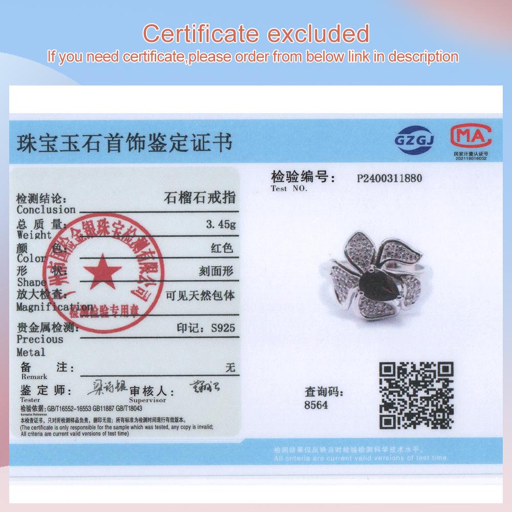 Wunderschönes Blumendesign Natürlicher Granat gepaart mit weißem Zirkon Damen Ring Ohrringe Schmuckset 925 Silber Jubiläumsgeschenk