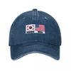 South Korea flag  USA flag Baseball Cap derby hat Funny hats Wild Ball Hat Military Tactical Cap Hats Women Unisexs