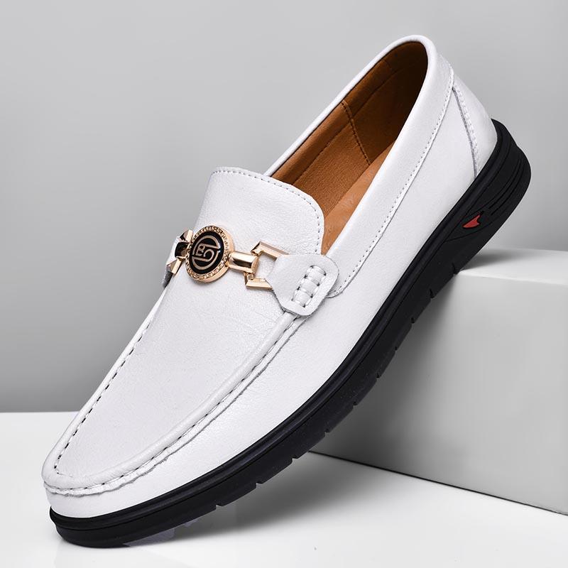 Genuine Leather Men Shoes Simple Casual Formal Mens Loafers Comfy Moccasins Breathable Slip On Male Boat Shoes Driving Footwear