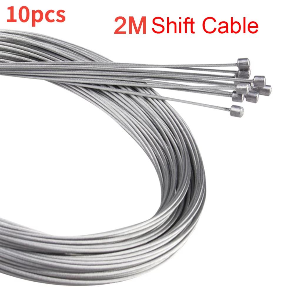 10PCS MTB Bicycle Brake Line Stainless Steel Gear Shift Cable 1.7/2M Road Bike Speed Line Fixed Gear Inner CableWire for Cycling