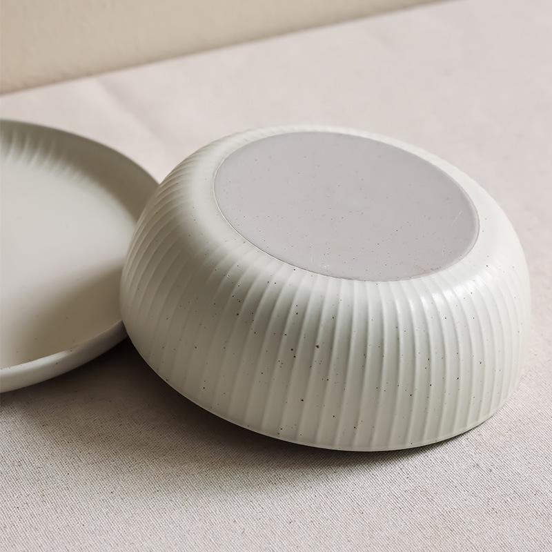 European-Style Relief Ceramic Tableware, Simple Wind Eating Bowl, High-Value Plate, High-End Vegetable Bowl, Micro-Defects