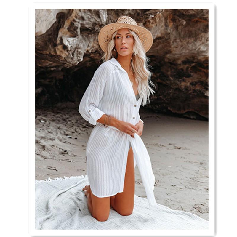 2025 Beach Style Vacation Bikini Cover-Up with Jacquard Sun Protection Shirt