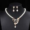 Elegant Pearl and Alloy Floral Jewelry Set: Water Drop Necklace & Earrings for Women