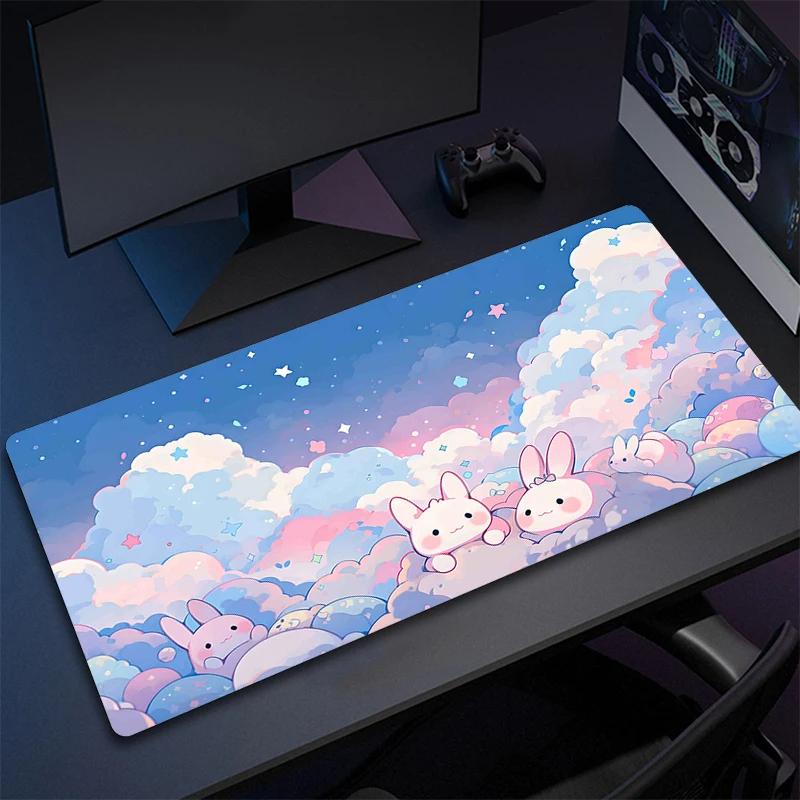 Cute Green Plant Computer Mouse Mat Office Large Gaming Mouse Pad Rubber Mousepad Gamer Locking Edge Desk Mat NonSlip Carpet XL