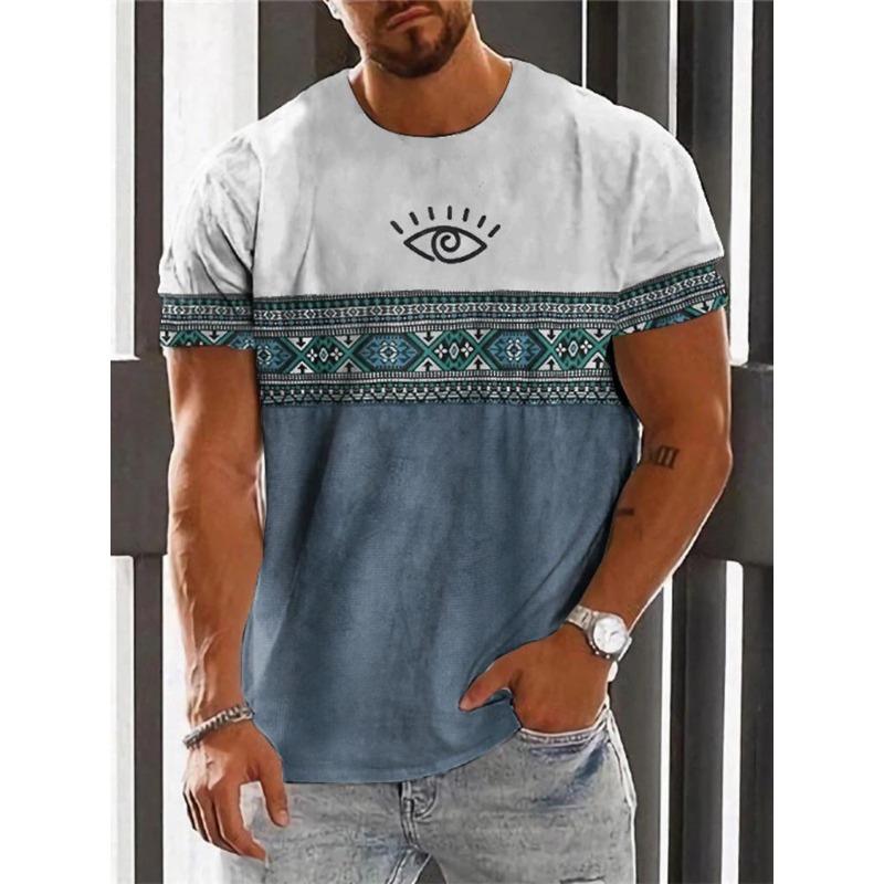 

Винтажная этническая футболка с 3D принтом, одежда с круглым вырезом, мужские топы, футболка большого размера с короткими рукавами, летняя свободная мужская уличная одежда, мужская одежда M