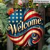 2D Flat, 1pc Patriotic Welcome Sign Wall Art - Reusable Aluminum Etched Decor for Home, Kitchen, Restaurant, Bedroom, Garden, Bathroom, Garage