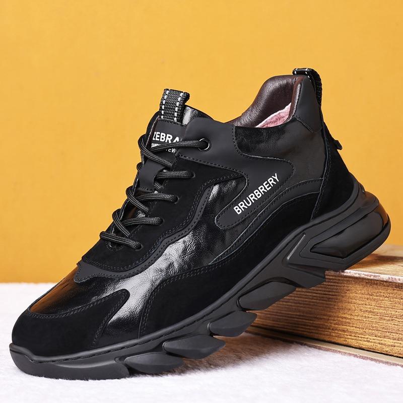 Winter New Wool Leather Men's Cotton Shoes Velvet Warm Sports Casual Men's Shoes Light Outdoor Men's Leather Shoes