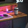 120cm Computer Desk with LED Lights and Power Outlets, Gaming Desk with Monitor Stand, Computer Table with Remote for Home Office Study, Rustic Brown