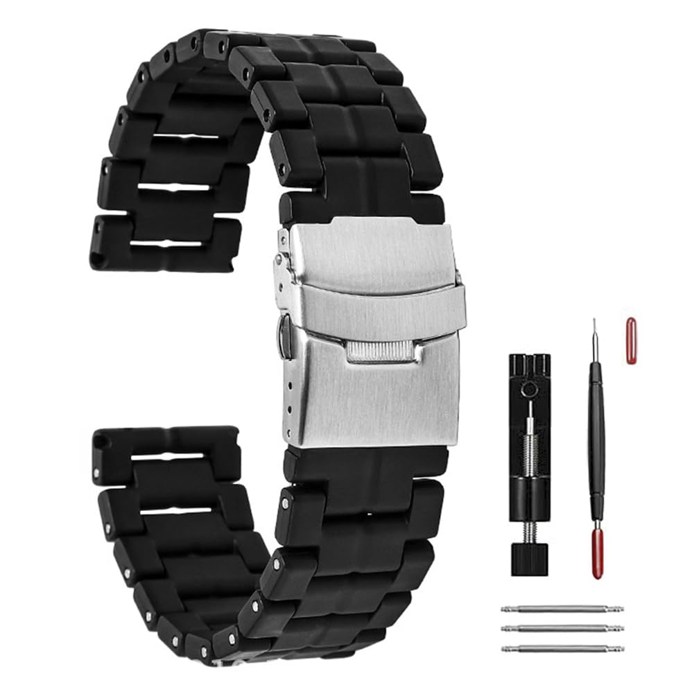 Sibehill Luminox 23mm Replacement Watch Band, Carbon Fiber, Plastic, and Steel, with Adjustment Tool