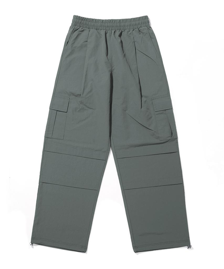 GAKKAI UNIONS One-Pleat Nylon Parachute Cargo Pants Charcoal