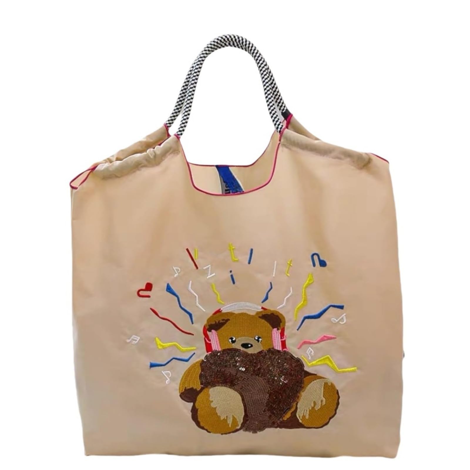 

[BgYeah] Popular Foldable Eco Bag with Embroidered Design. Compact and versatile, it can be used as a backpack, shopping bag, or carry-on bag. Large