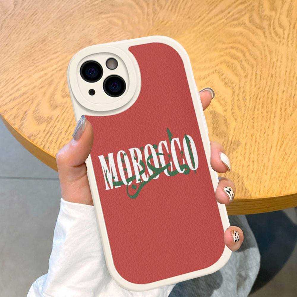 Morocco Map Flag For IPhone 16 15 14 13 12 11 Pro Max Plus Shockproof Leather Soft Phone Cover