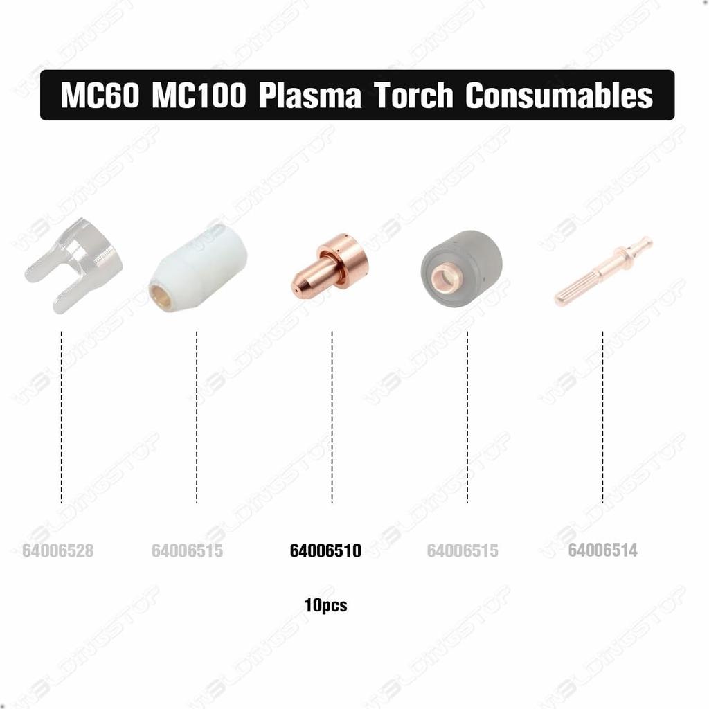64006510 Tips Plasma Cutting 60A Nozzles for Thermal Dynamics Radnor MasterCut MC60 100 Torch 10pcs