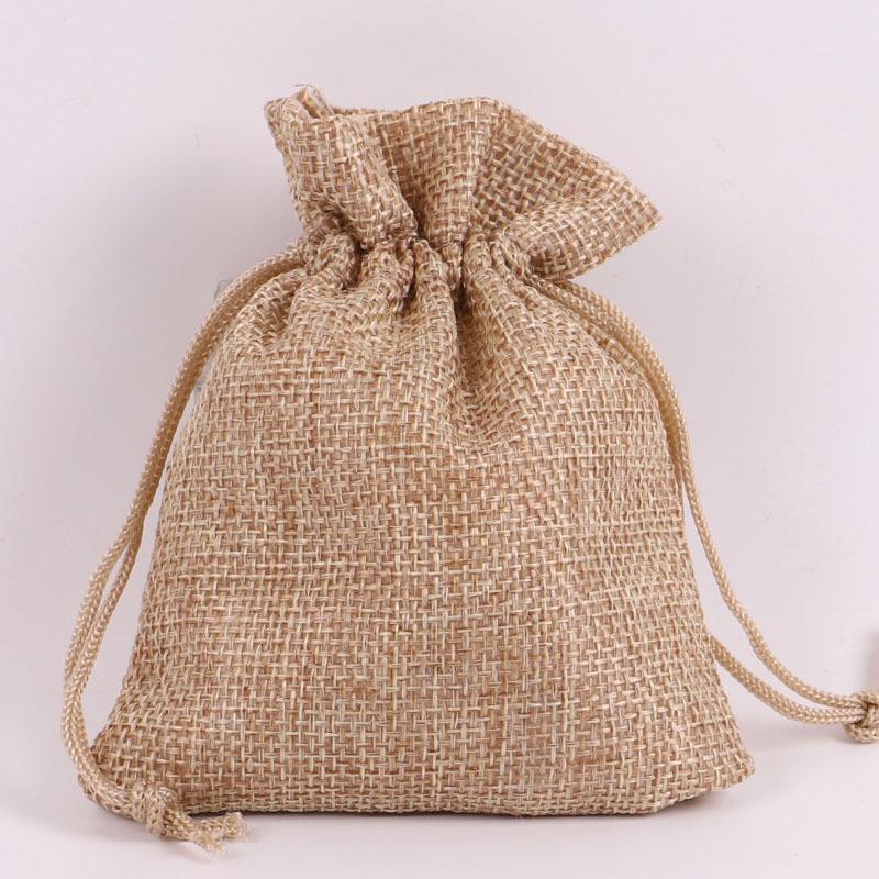 Drawstring Linen Jewelry Gift Bag - Composite Linen Storage Bag Available