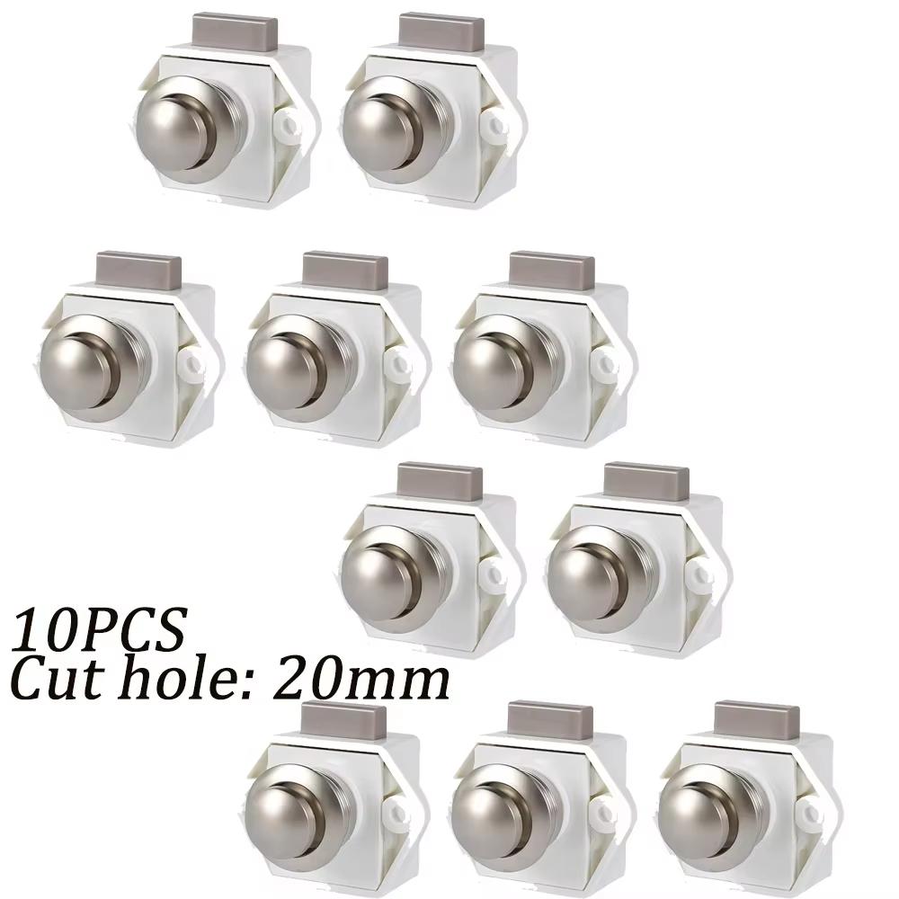 5/10pcs 26mm Push Locks Camper Car Push Button Latch Locks Cabinet Lock RV Caravan Drawer Lock Furniture Hardware Door Locks