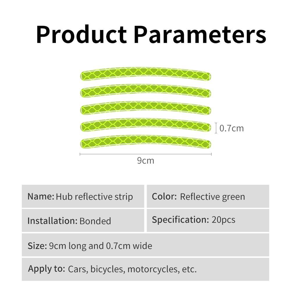 20pcs/set Reflective Car Wheel Decorative Stickers Waterproof Rim Decal Adhesive Warning Reflectors Tape For Vehicles Motorcycle