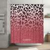 Pink leopard print glittery shower curtain with custom name personalized waterproof fabric bathroom decor S size (60x72 inches)