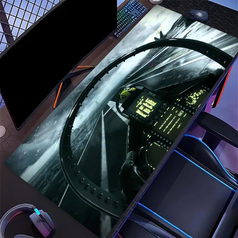 Jet Cockpit Warship Extended Gaming Mouse Pad Antislip Desk Mat Stitched Edge Aesthetic Decor For Pc Gamer Office Laptop