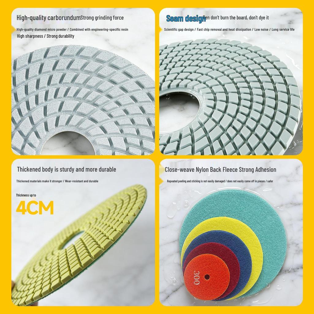 Multi-Size Diamond Water Polishing Pad (5" To 14") for Granite - Fits Angle Grinders