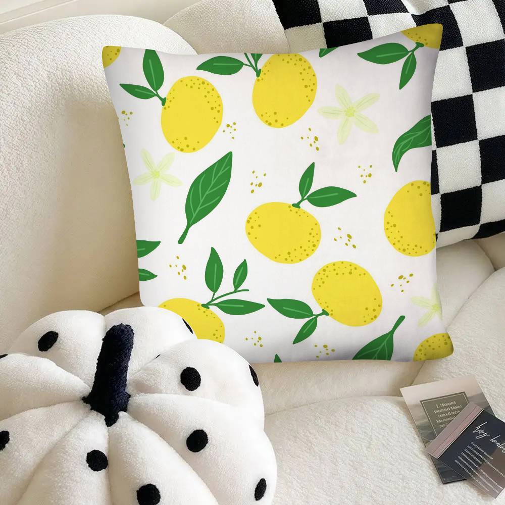Lemon Pattern Pillow Case Fashion Square Pillowcase Bedroom Sofa Room Ins Decoration Leisure