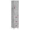 VidaXL Buffet haut Gris béton 34,5x34x180 cm Bois d'ingénierie 3198829