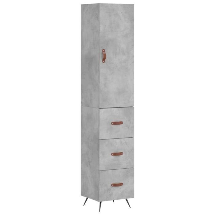 VidaXL Buffet haut Gris béton 34,5x34x180 cm Bois d'ingénierie 3198829