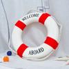 Nautical Life Ring Buoy Welcome Aboard Cloth Decorative Home Wall Hanging Decor Ornament Mediterranean Style Home Decoration
