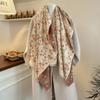 Versatile Imitation Cashmere Shawl Floral Print Elegant Winter Shawl Windproof Soft Ethnic Style Cloak Winter Wear Accessory