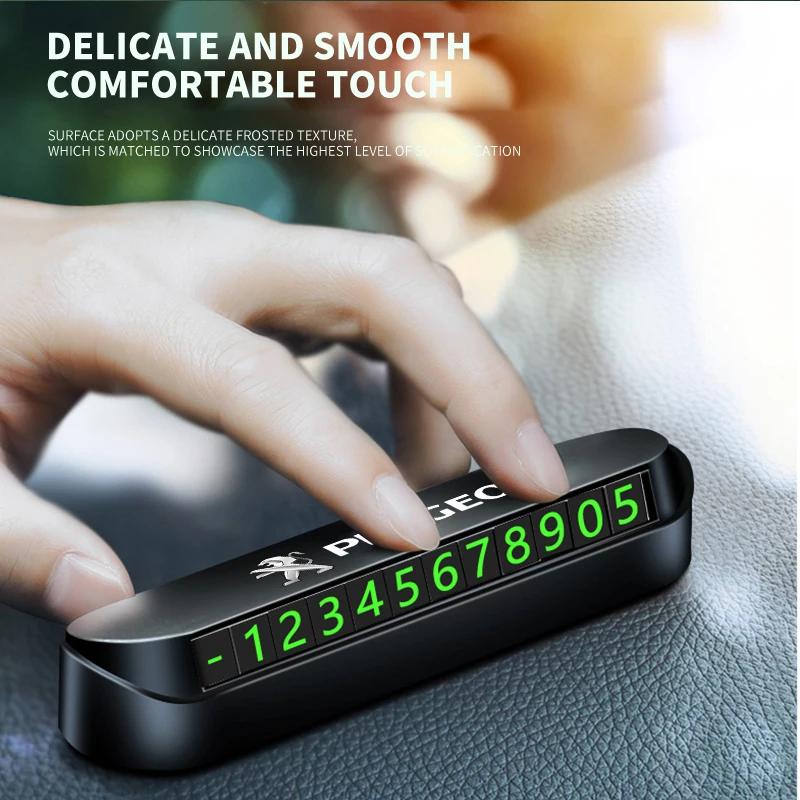 Temporary Car Parking Phone Number Card Night Glowing Sign Car Accessory For Peugeot 206 307 308 3008 207 208 407 508 2008 5008