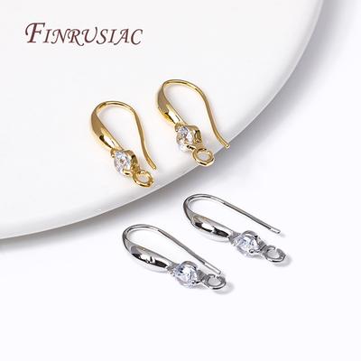 Earring Hooks Jewelry Earrings Making Supplies DIY Findings Accessories,18K Gold Plated Cubic Zircon Ear Wire with Open Loop