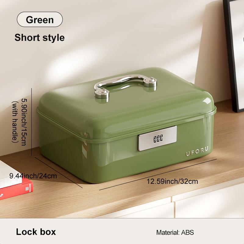 

UFORU Password Lockable Storage Box with Handle, Double Layer Large Capacity Organizer, Sturdy Security Bin for Home Office