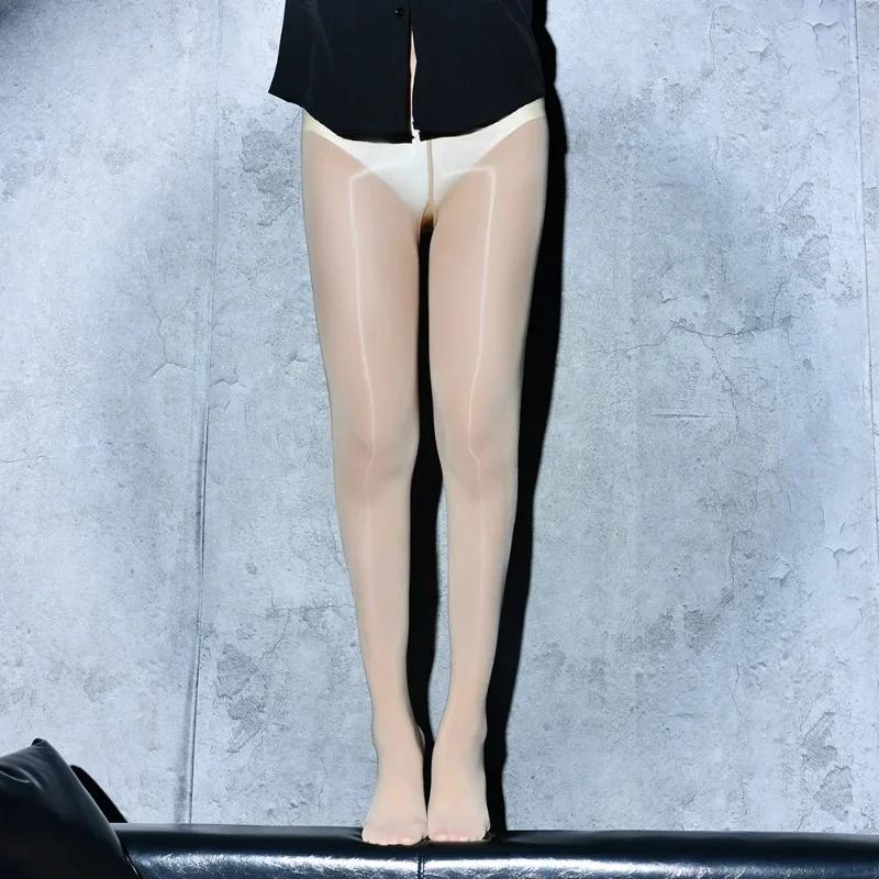 Womens Sexy Oil Shiny Sockings 912-Pin High Density Seamless Socks Elastic Transparent Pantyhose Open Crotch Exotic Lingerie