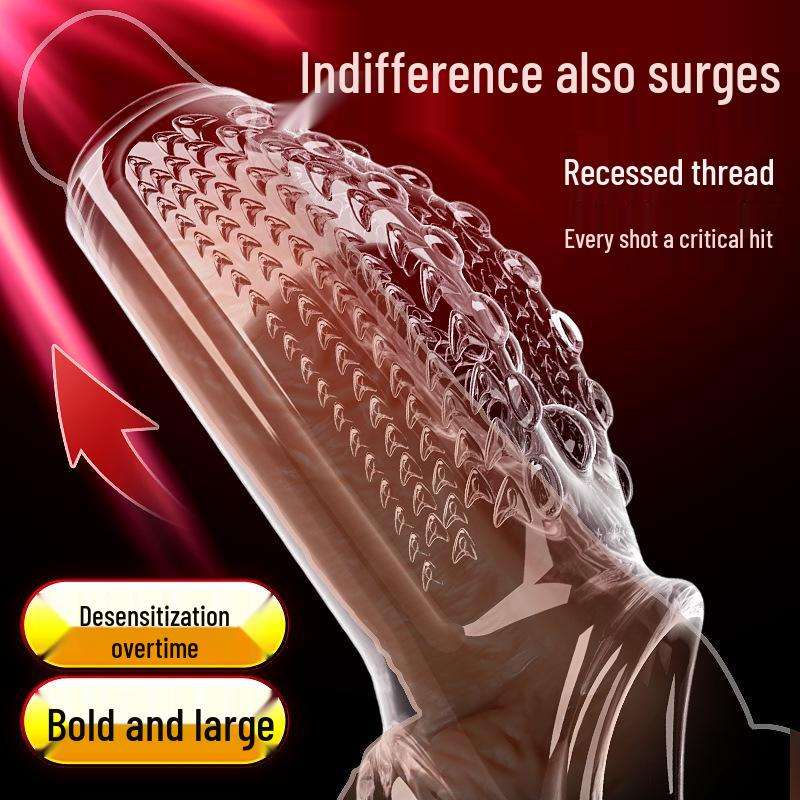 Mękawka opóźniająca na członek - Extra Gruba, Kryształowa, Nieregularny Wzór Kła Wilka