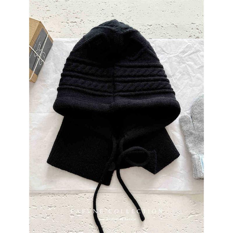 

Hat Women Korean Winter Warm Scarf Integrated Head Cover Ear Protection Wool Hat Knit Hat