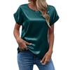 Spring and Summer New Women's Short-sleeved Satin Shirt Loose Casual Round Neck Satin T-shirt Women