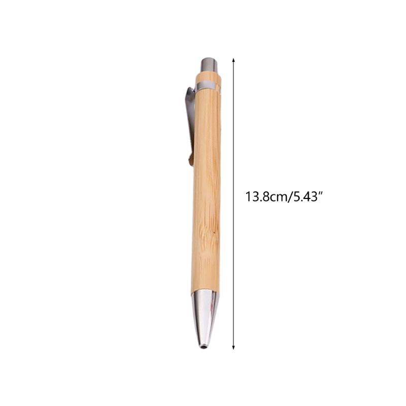 10x Bamboo Pen Retractable Ballpoint Pen Writing Pen School Office Supplies