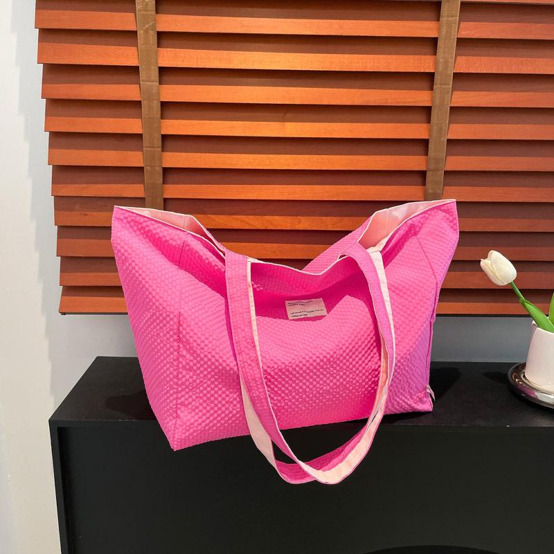 Spring and Summer New Tote Bag Lazy Wind Canvas Bag Simple Double-sided Bag Plaid Contrasting Shopping Bag