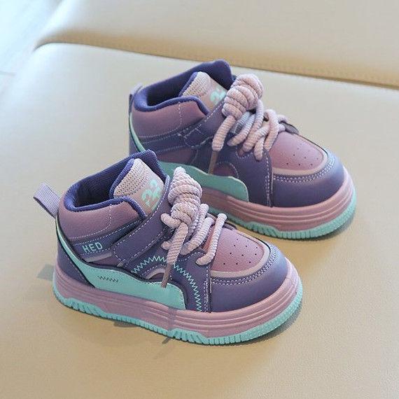 

Детские кроссовки 2025 года: Мальчиковые однотонные ботинки и девичьи высокие туфли-хлебушки на осень/зиму Size 21: 13.5 cm