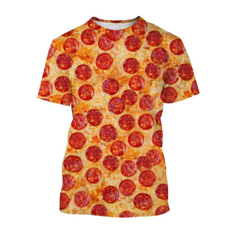 Plus Size Men Women Sausage Pizza Pattern T Shirt Food 3D Printed Tees Casual Round Neck Unisex Tops Short Sleeves T-Shirts