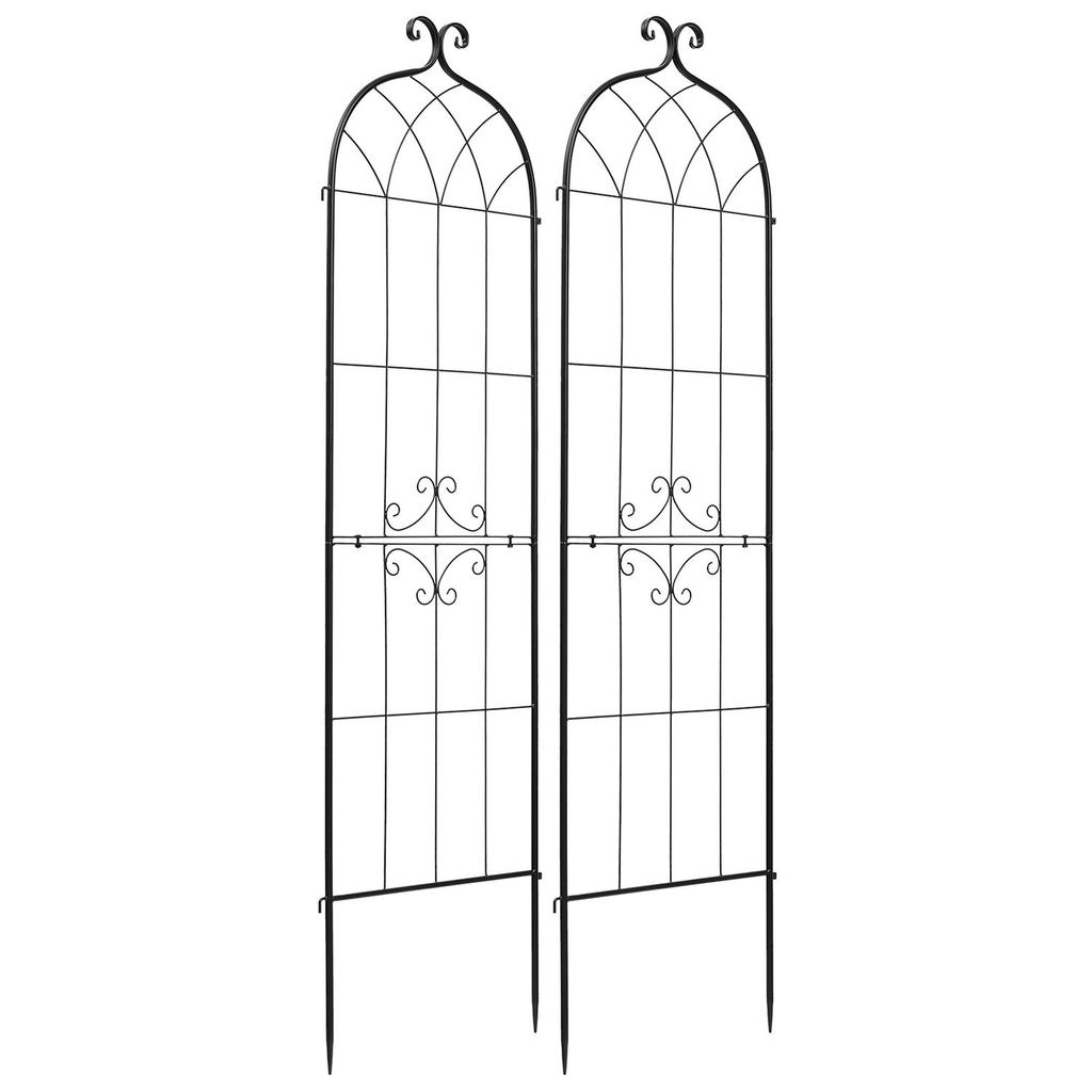Garden Trellis, 180 x 52.5 cm Rose Trellis, 2 Packs Garden Flower Rose Trellises with Powder-Coated Finish & Convenient Locking Design, Plant Support