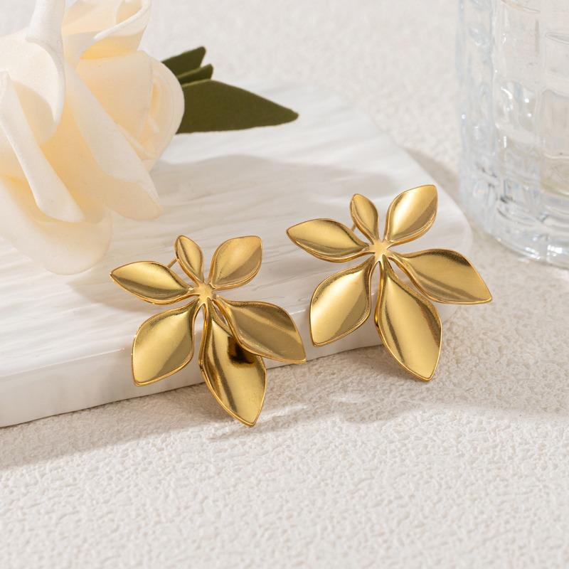 Stainless Steel Stud Earrings, Titanium Steel Statement Earrings, 18k Gold Women's Jewelry, High-end Black Earrings