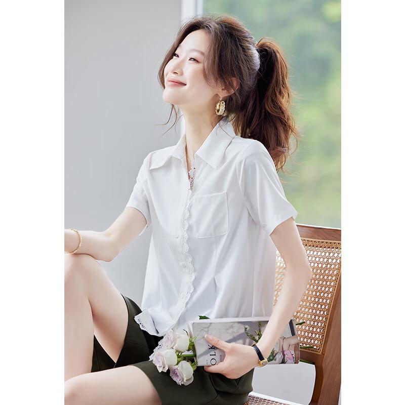 Telorom Women's Lace Patchwork Short Sleeve Blouse