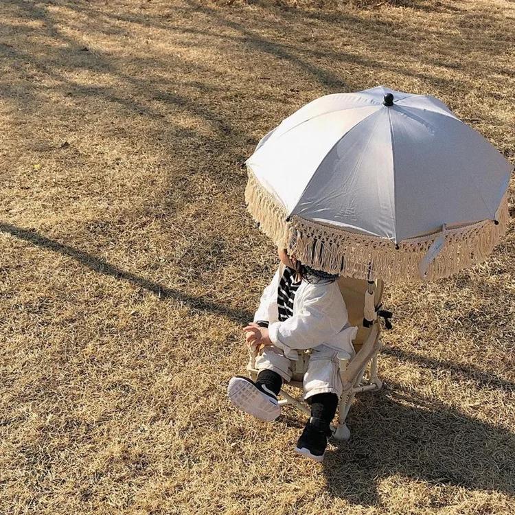 Tassels Children Outdoor Spring Outing Travel Camping Umbrella Baby Stroller Folding Chair Stand Photography Prop Dropship