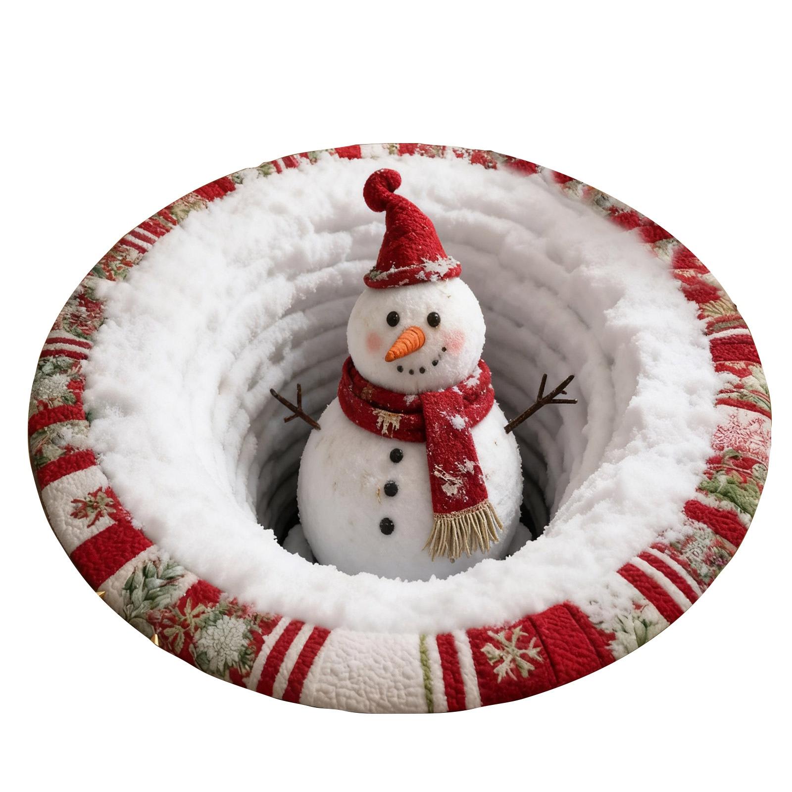 

3D Рождественский ковер Рождественский оптический ковер, Ковер с круговым вихрем, Декоративный ковер с глубоким ворсом, Забавный нескользящий коврик. Подходит для гостиных, спальни One Size