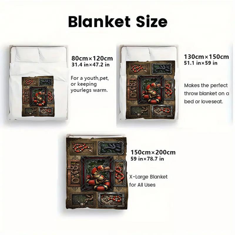 Snakes Ornate Frames 2D Flat Pattern Flannel Blanket, High quality All Seasons, Home Decor, Warmth and Comfort, Perfect for Christmas Gifts.