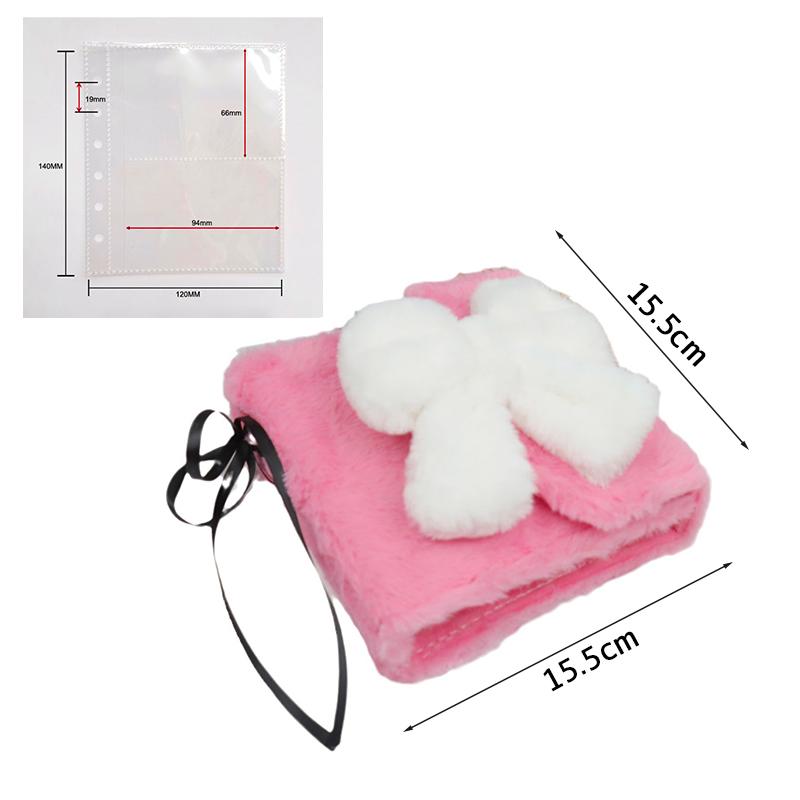 Ins Plush Bow 3-Inch Photo Album Two-Grid Bowknot Small Cards Storage Book Girl Star Chasing Card Loose Leaf Storage Album