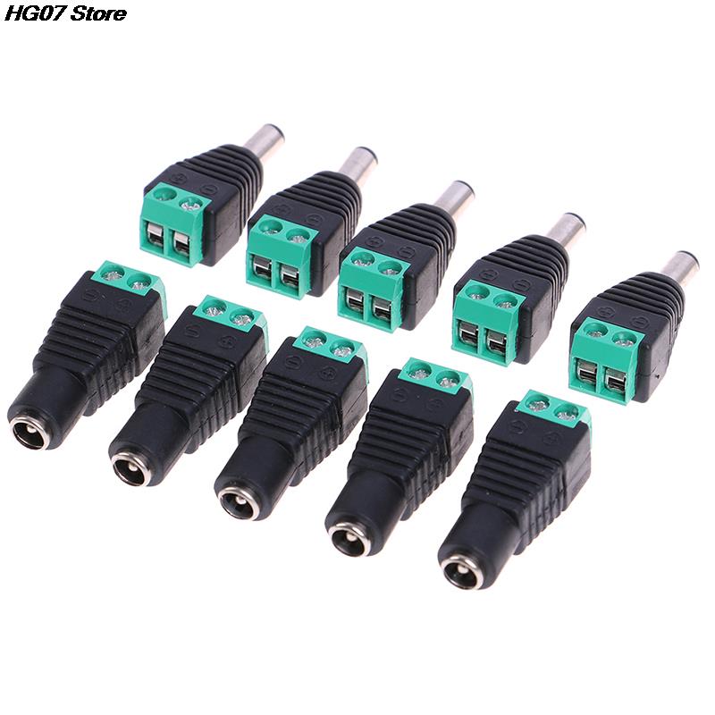 5pcs Female/5 pcs 2.1*5.5mm Male DC connector Power Jack Adapter Plug Cable Connector for 3528/5050/5730 led strip light