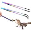 2Pcs Stainless Steel Aquarium Feeding Tweezers 27CM Straight and Curved Reptile Feeding Tongs Dazzling with Rubber Head