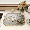 Absorbent Coffee Bar Mat for Espresso Machine, Floral Bird Pattern Non-slip Dish Drying Mat, Diatom Mud Quick Dry Mat for Kitchen Sink Countertop